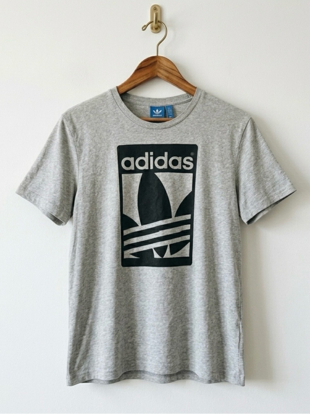 adidas Originals Streetwear Gray Trefoil Graphic Tee Shirt Men's Large Large